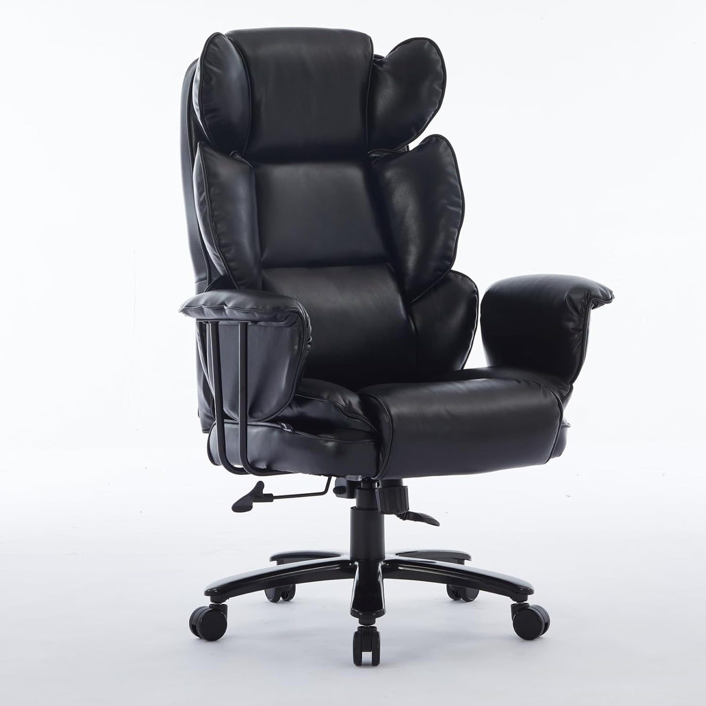 Big and Tall Office Chair, 500 lb. Wide Seat, Ergonomic with Lumbar Support for Low Back Pain Relief, Heavy Duty Office Chair with Clamshell Armrests and Extended Seat (Black)