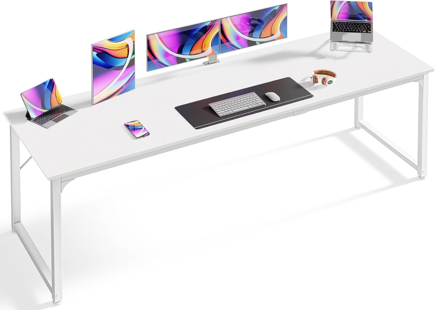 Huuger Computer Desk, 63 Inch Office Desk, Gaming Desk Writing Desk, Work Desk for Home Office, Study, Modern Simple Desk, Large Legroom, Metal Frame, Rustic Brown and Black