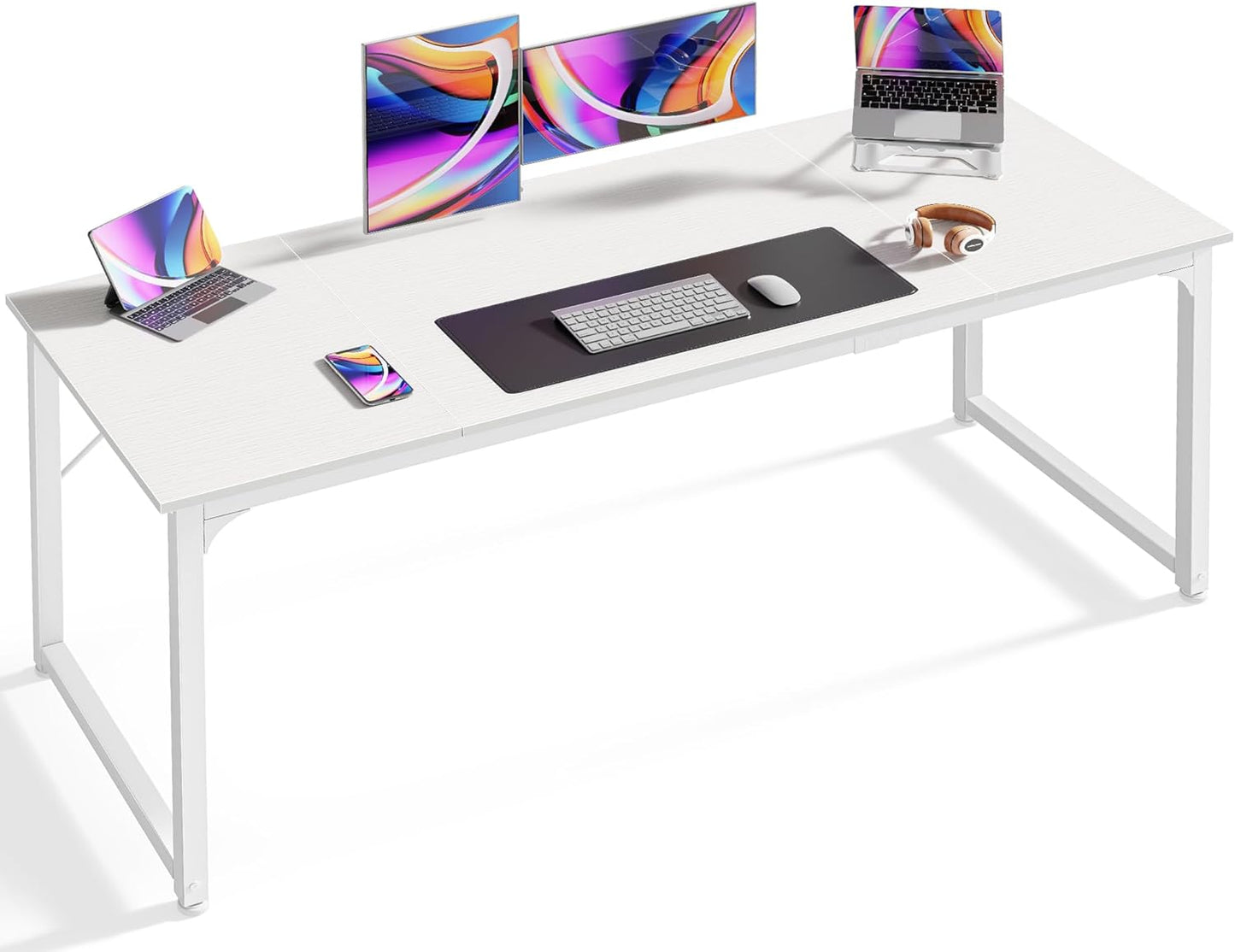 Huuger Computer Desk, 63 Inch Office Desk, Gaming Desk Writing Desk, Work Desk for Home Office, Study, Modern Simple Desk, Large Legroom, Metal Frame, Rustic Brown and Black