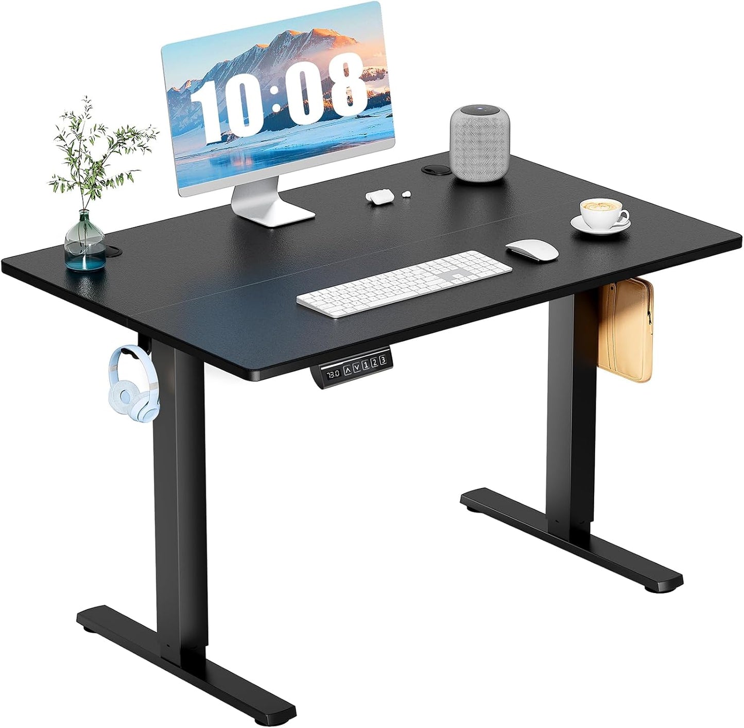 SMUG Standing Desk, Adjustable Height Electric Sit Stand Up Down Computer Table, 55x24 Inch Ergonomic Rising Modern Lift Motorized Gaming Desktop Workstation for Work Home Office - White