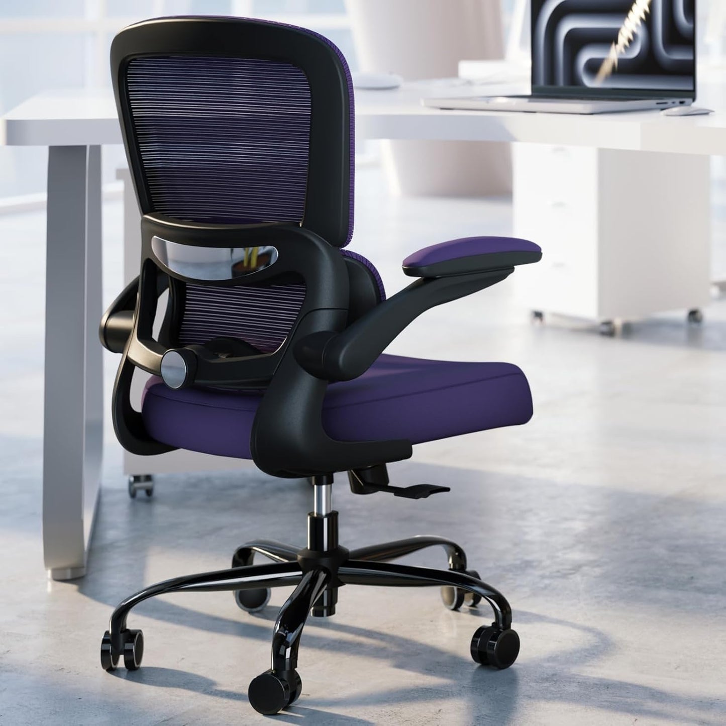 TRALT Office Chair - Ergonomic Desk Chair with Adjustable Lumbar Support, Mesh Computer Chair, Executive Chairs for Home Office Comfortable Lumbar Support (White+Black)
