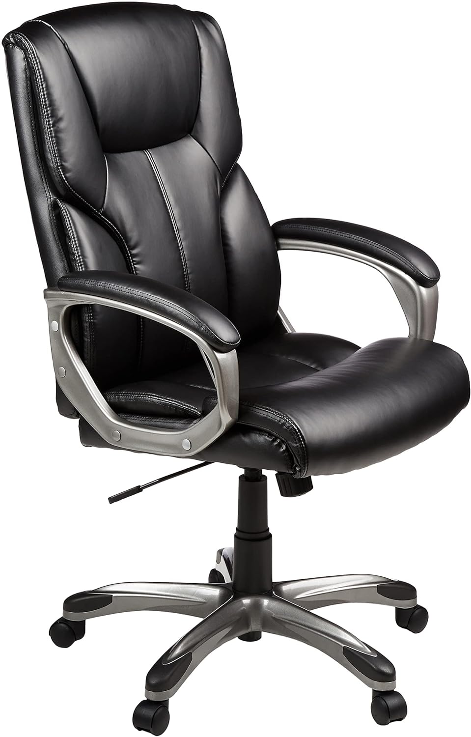 Amazon Basics Executive High Back Office Desk Chair, Adjustable Height, Tilt, Swivel, One Size, Brown/Gold
