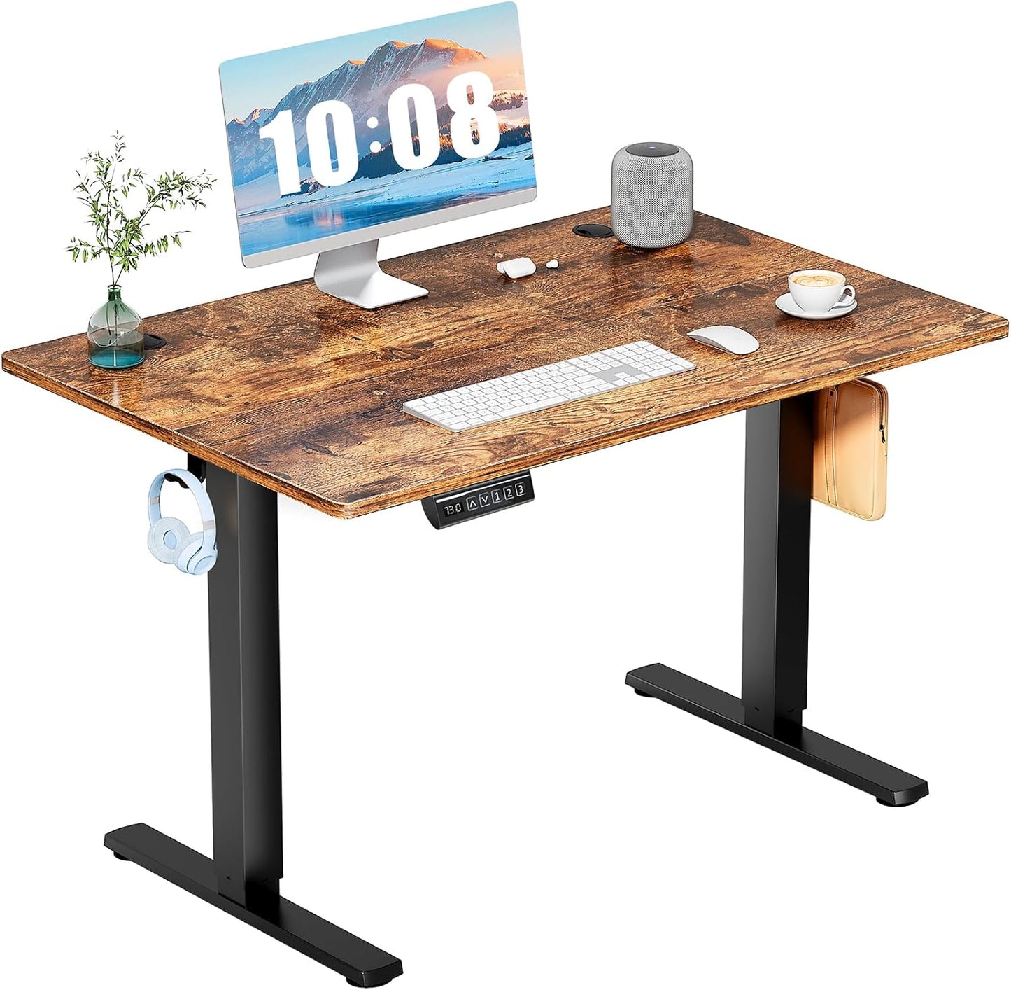 SMUG Standing Desk, Adjustable Height Electric Sit Stand Up Down Computer Table, 55x24 Inch Ergonomic Rising Modern Lift Motorized Gaming Desktop Workstation for Work Home Office - White