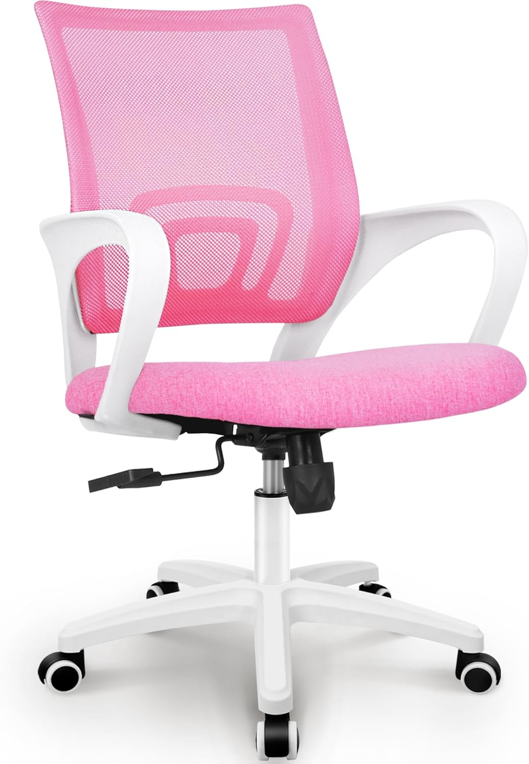 NEO CHAIR Office Desk Computer Chair Ergonomic Mesh Gaming Mid Back Seat with Comfy Lumbar Support Adjustable Height Swivel for Home Task (Black)