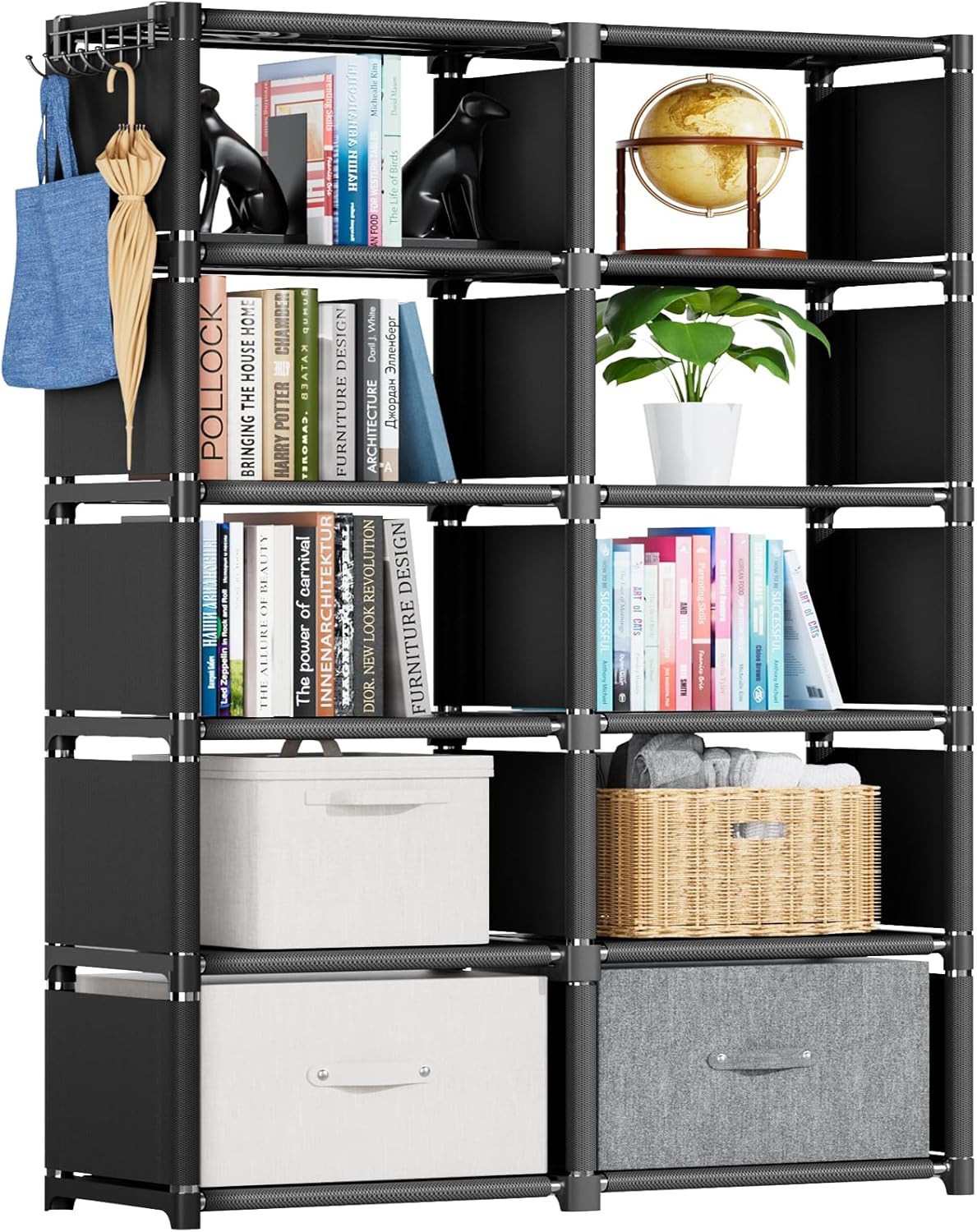Mavivegue Bookcase, 18-Cube Extra Large Book Shelf, DIY Cube Storage Organizer for Bedroom, Living Room, Home Office - Black