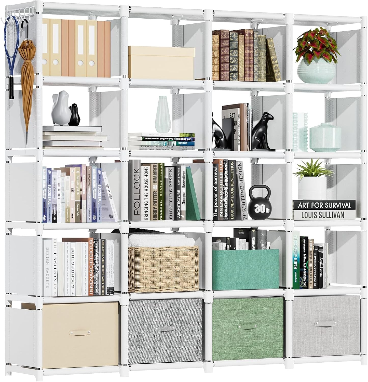 Mavivegue Bookcase, 18-Cube Extra Large Book Shelf, DIY Cube Storage Organizer for Bedroom, Living Room, Home Office - Black