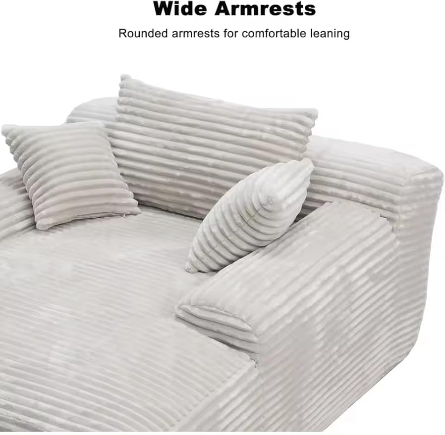 Oversized Chaise Lounge Chair Indoor - 67" Chaise Lounge Chair Indoor Plush Upholstered Sofa Bed with 2 Throw Pillows Armrests