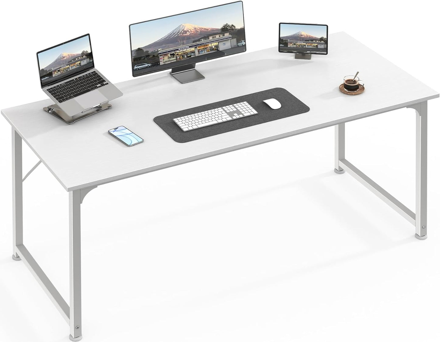 Huuger Computer Desk, 63 Inch Office Desk, Gaming Desk Writing Desk, Work Desk for Home Office, Study, Modern Simple Desk, Large Legroom, Metal Frame, Rustic Brown and Black