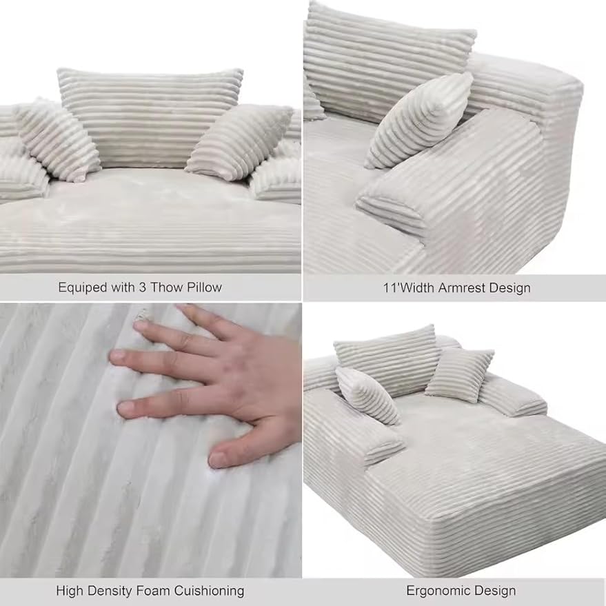 Oversized Chaise Lounge Chair Indoor - 67" Chaise Lounge Chair Indoor Plush Upholstered Sofa Bed with 2 Throw Pillows Armrests