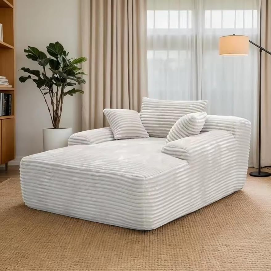 Oversized Chaise Lounge Chair Indoor - 67" Chaise Lounge Chair Indoor Plush Upholstered Sofa Bed with 2 Throw Pillows Armrests