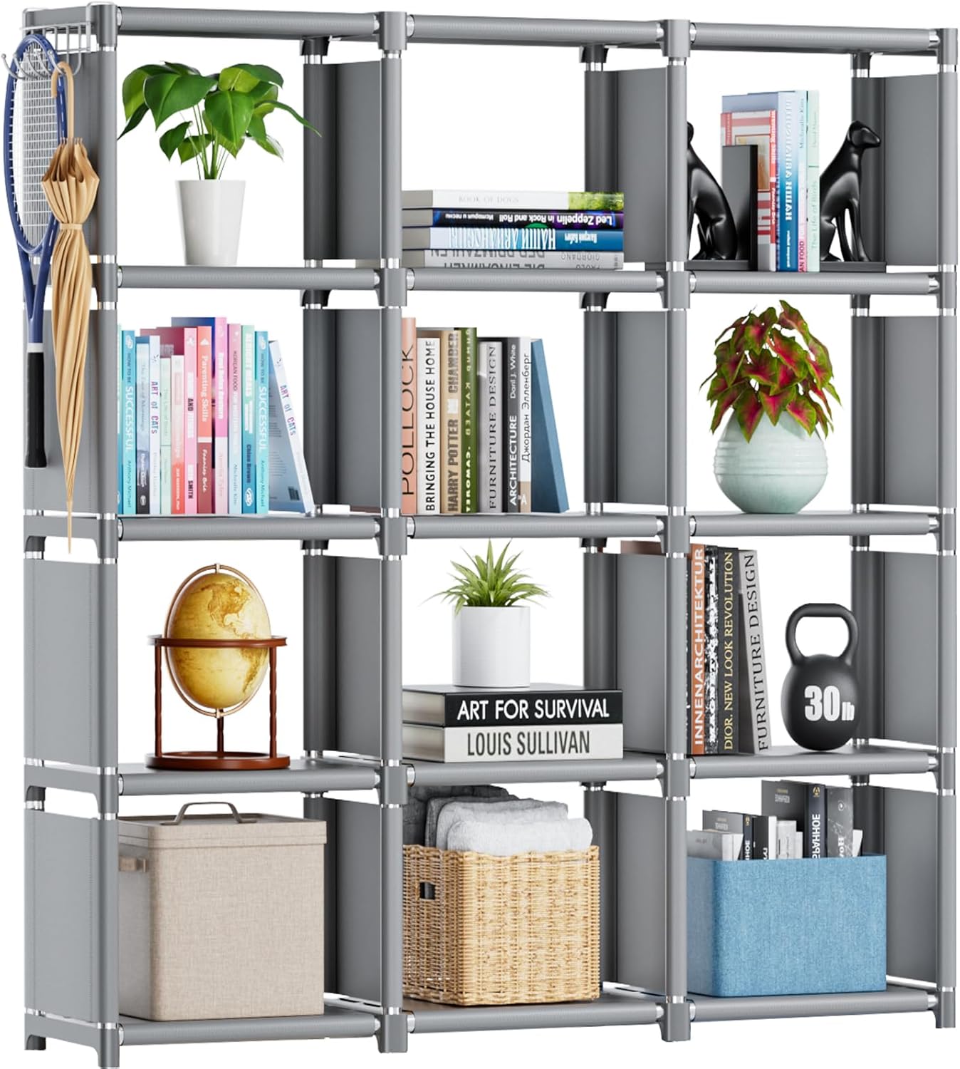 Mavivegue Bookcase, 18-Cube Extra Large Book Shelf, DIY Cube Storage Organizer for Bedroom, Living Room, Home Office - Black