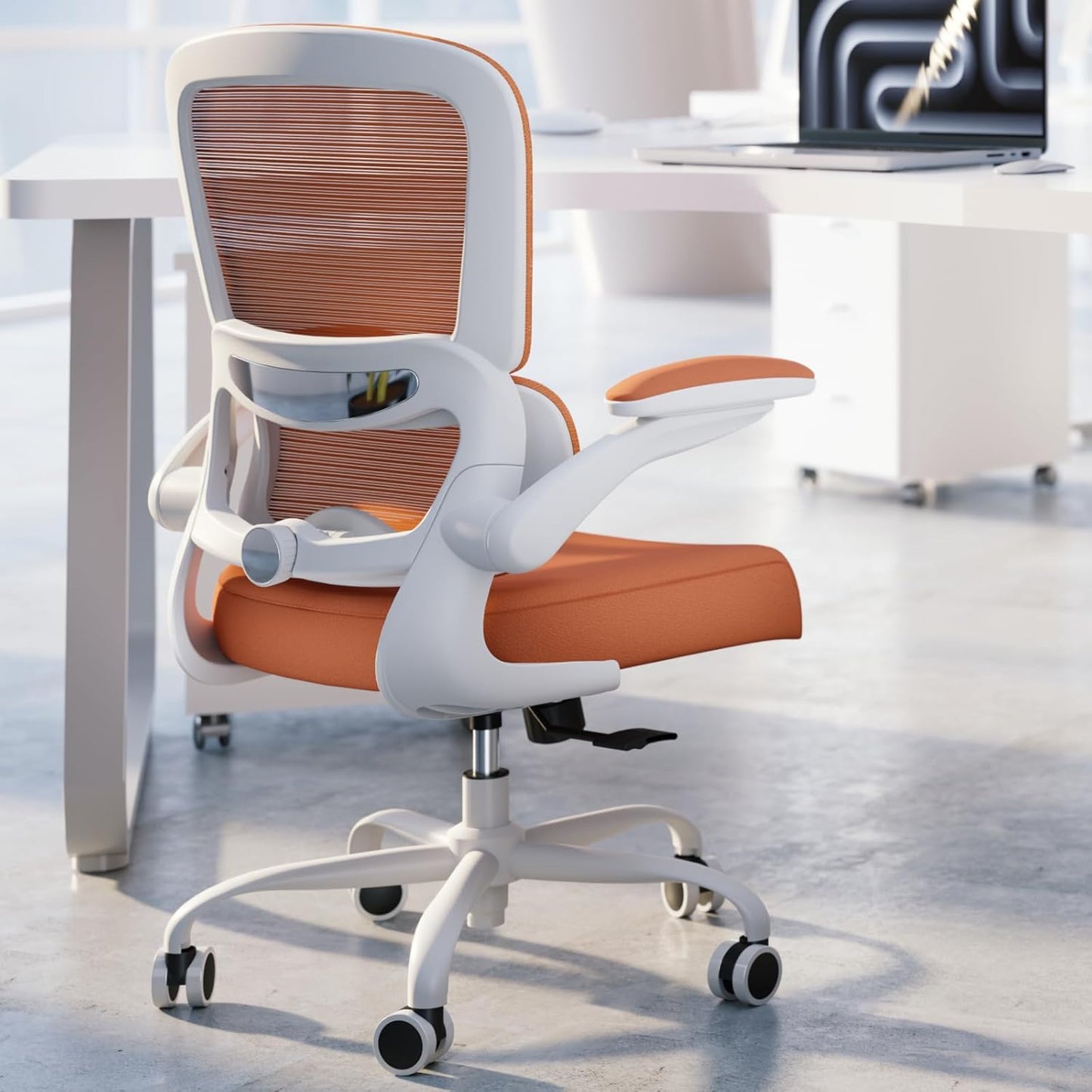 TRALT Office Chair - Ergonomic Desk Chair with Adjustable Lumbar Support, Mesh Computer Chair, Executive Chairs for Home Office Comfortable Lumbar Support (White+Black)