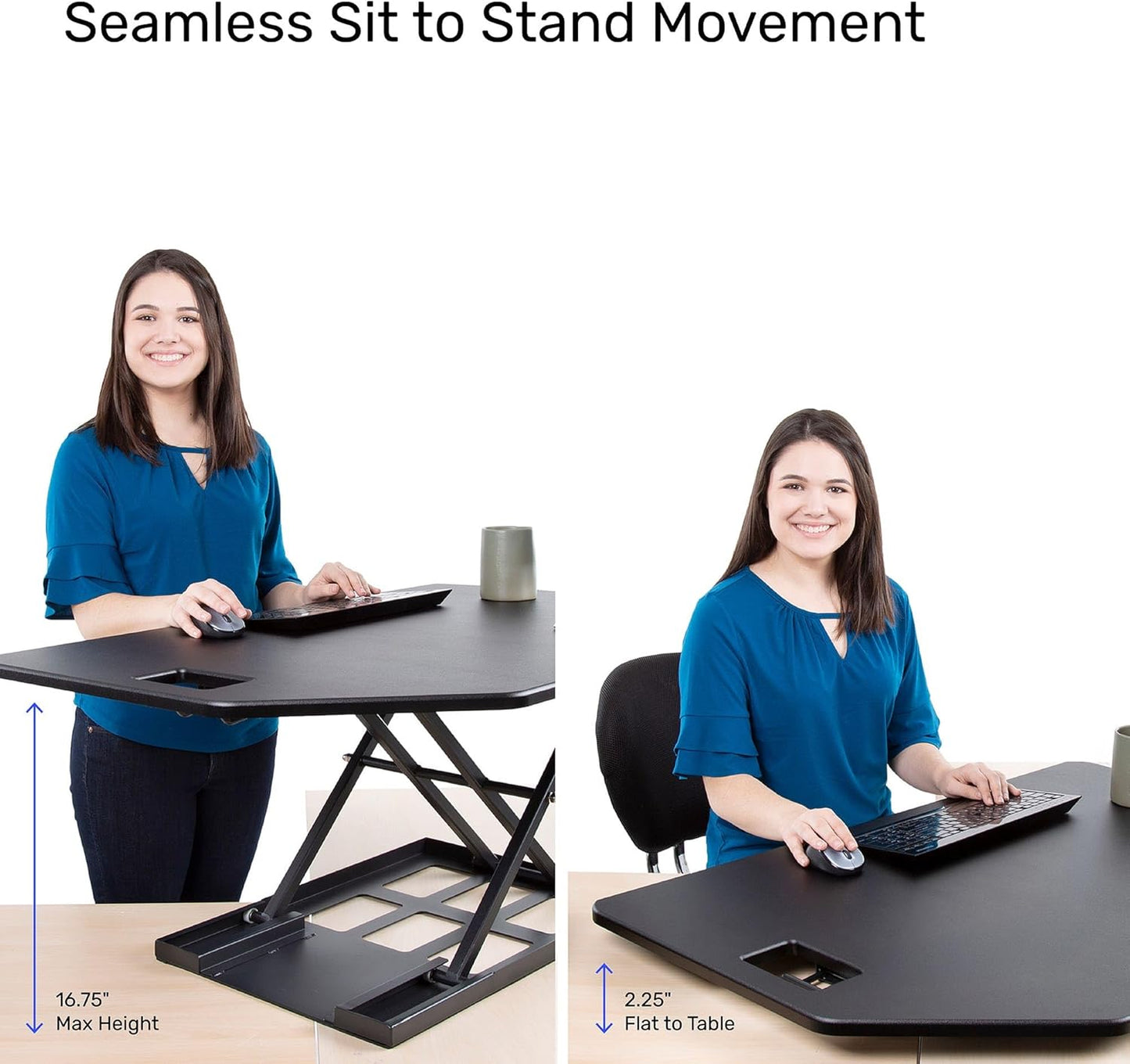 X-Elite Pro 40" Corner Standing Desk Converter with Pneumatic Lift | Adjustable Sit to Stand Riser, L-Shaped Desks & Cubicles | Fully Assembled Computer Workstation (Matte Black)