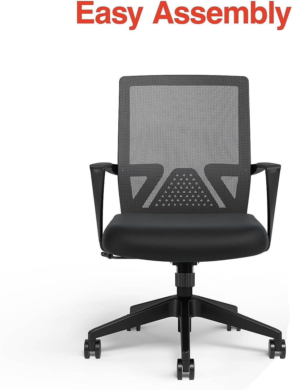 Staples Cartwright Ergonomic Office Desk Chair, Adjustable with Breathable Mesh & Lumbar Support, Perfect for Home & Office, Black