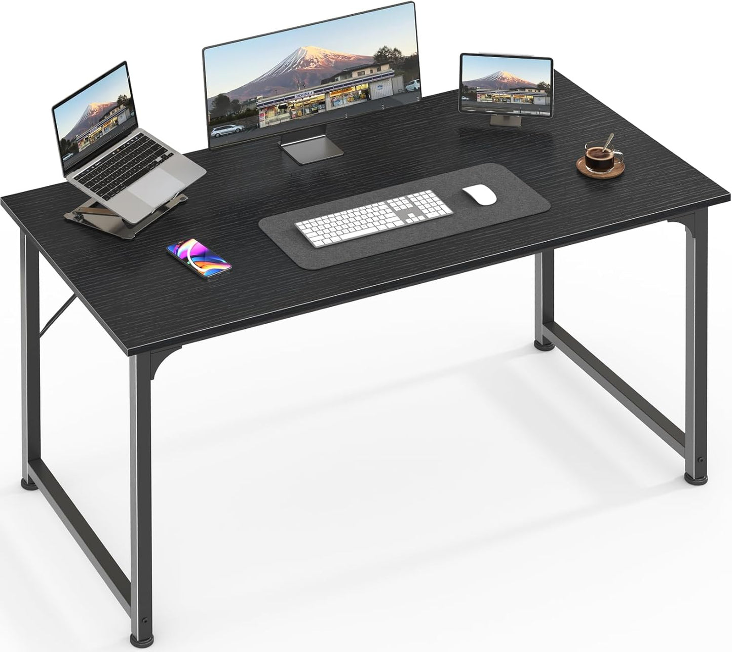 Huuger Computer Desk, 63 Inch Office Desk, Gaming Desk Writing Desk, Work Desk for Home Office, Study, Modern Simple Desk, Large Legroom, Metal Frame, Rustic Brown and Black