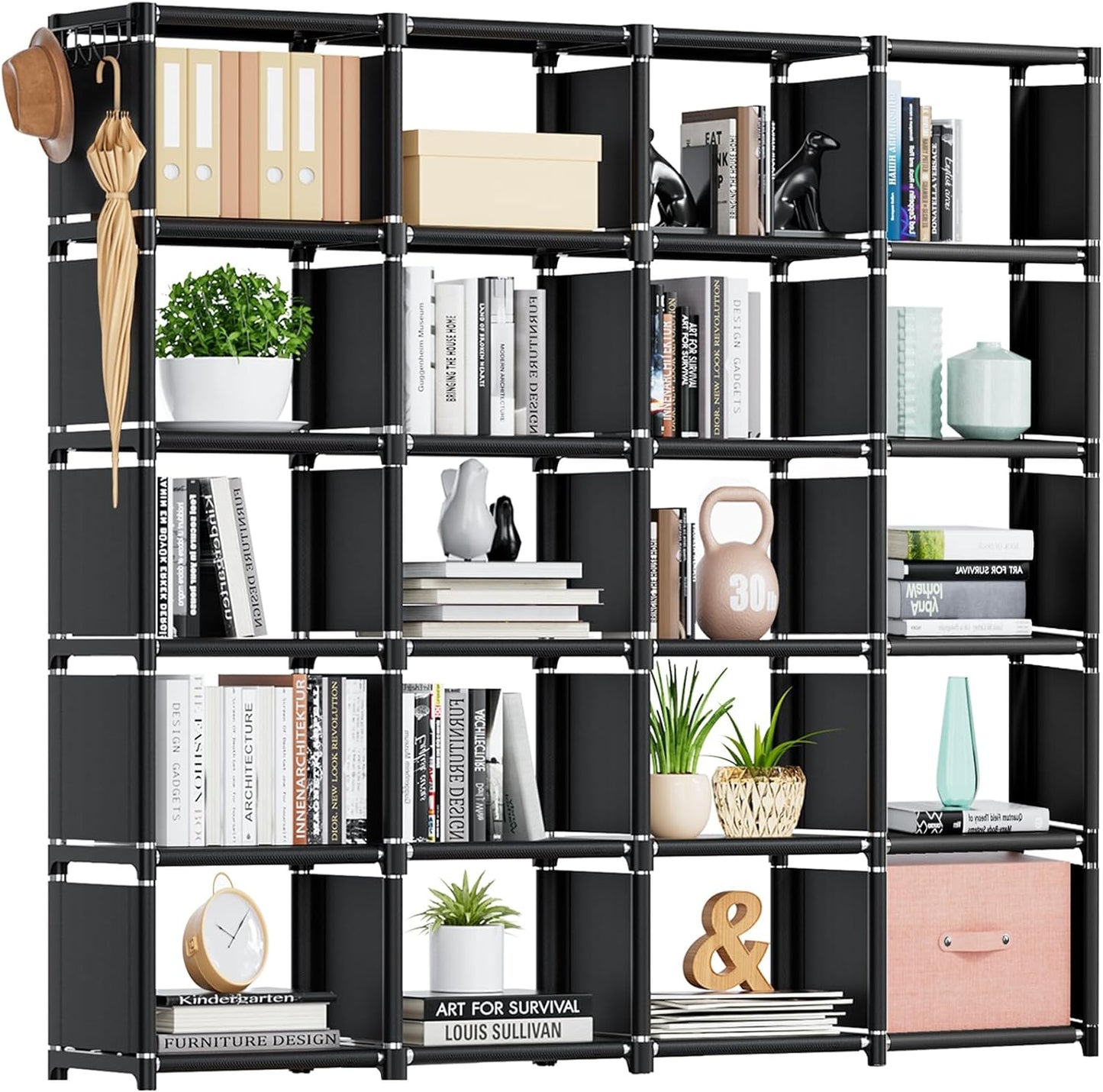 Mavivegue Bookcase, 18-Cube Extra Large Book Shelf, DIY Cube Storage Organizer for Bedroom, Living Room, Home Office - Black