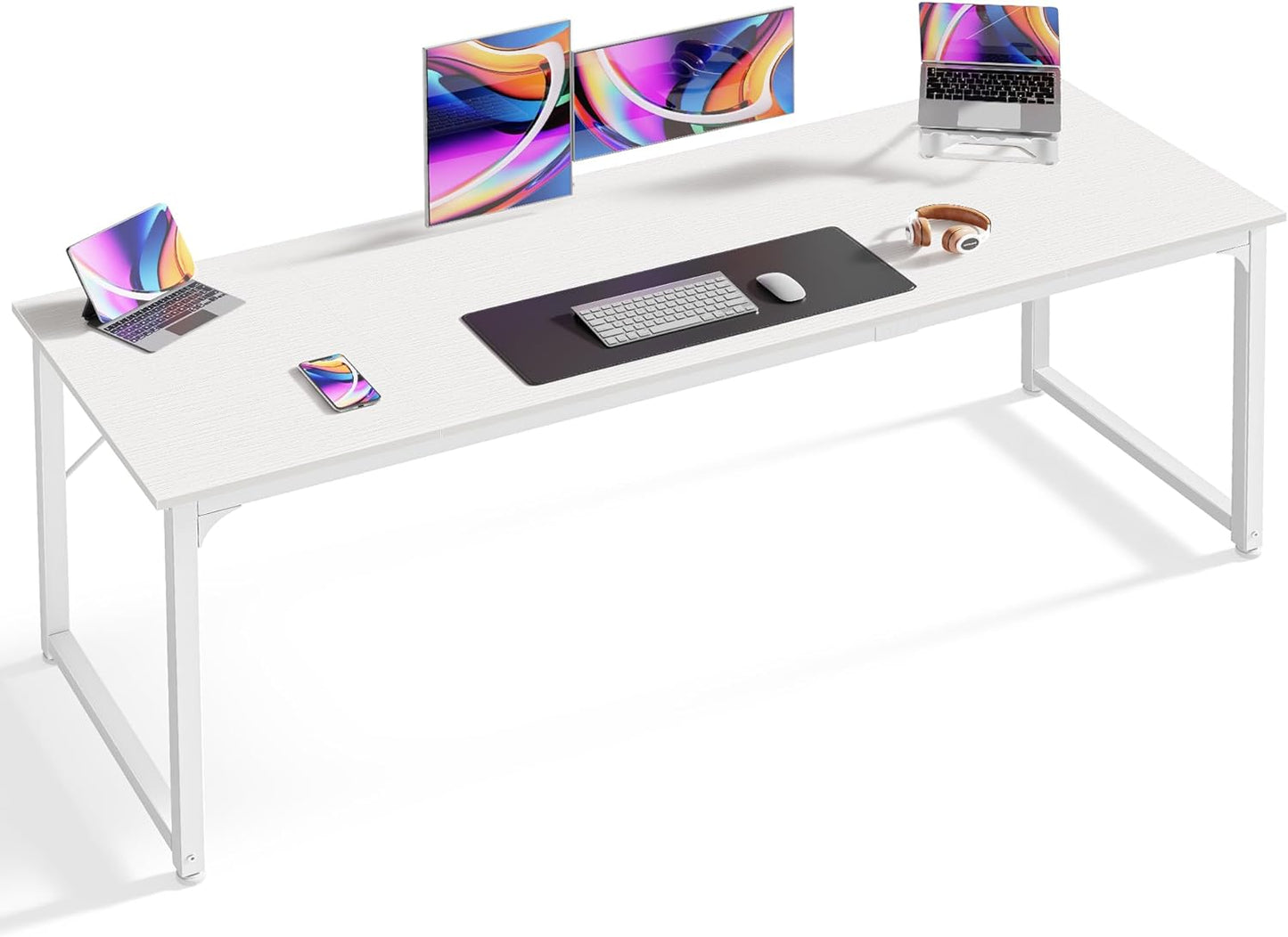 Huuger Computer Desk, 63 Inch Office Desk, Gaming Desk Writing Desk, Work Desk for Home Office, Study, Modern Simple Desk, Large Legroom, Metal Frame, Rustic Brown and Black