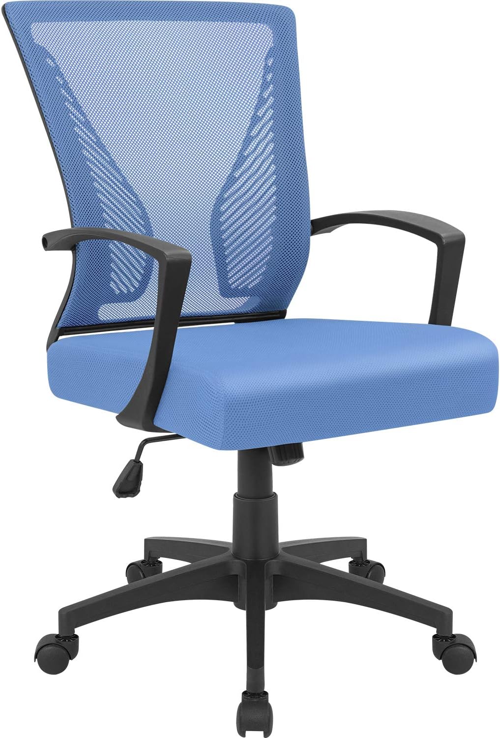 Furmax Office Chair Ergonomic Computer Desk Mesh Chair Mid Back Swivel Lumbar Support with Armrest (1, Black)