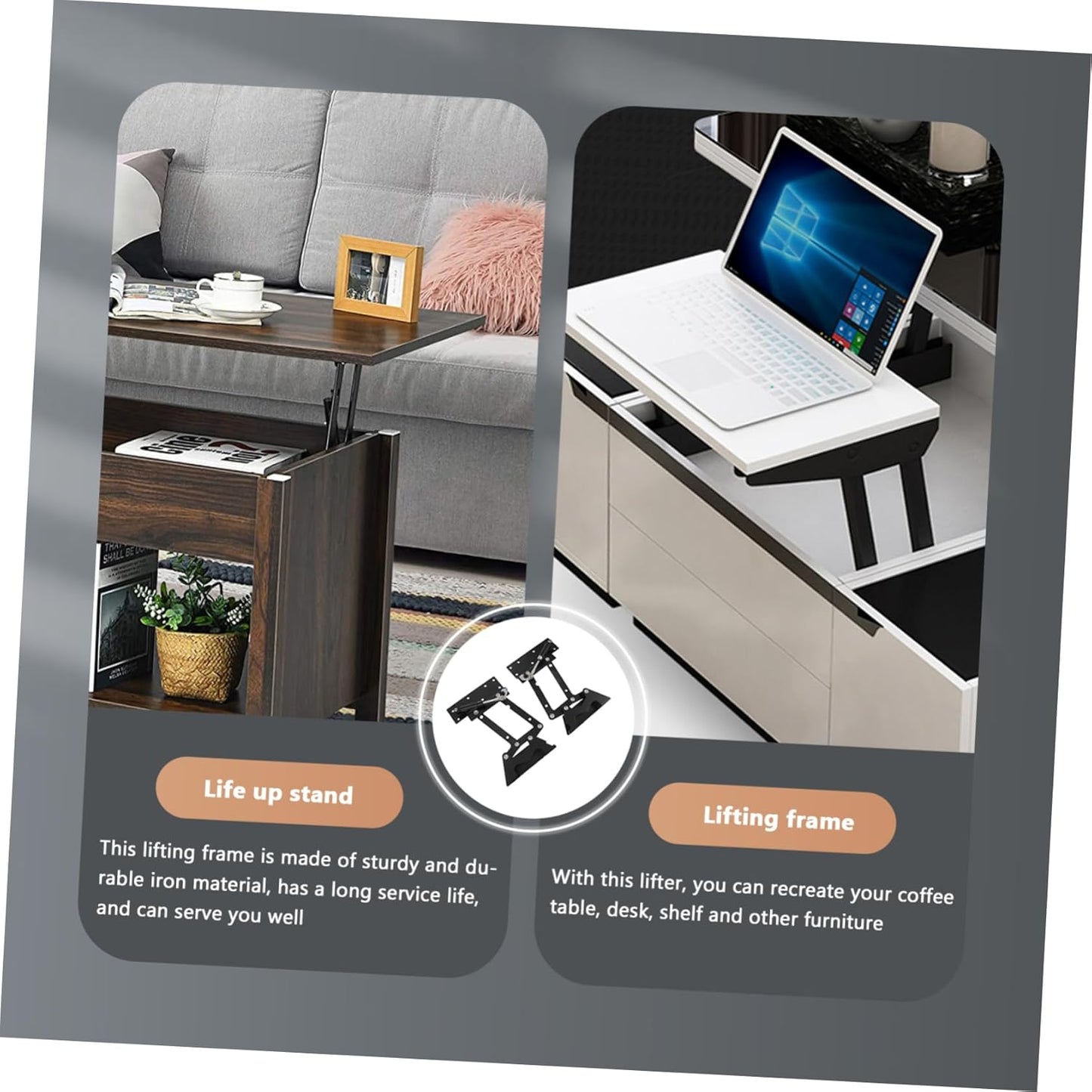 Homoyoyo Desk Lifting Frame Lifting Support Frame Stand up Hinge Perfect for Tea Tables Computer Tables Multi-Function Use