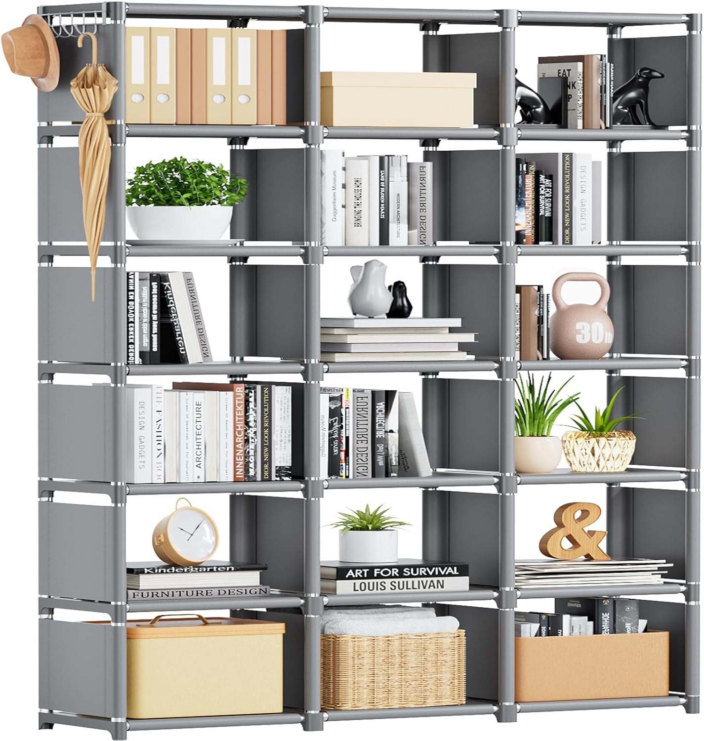 Mavivegue Bookcase, 18-Cube Extra Large Book Shelf, DIY Cube Storage Organizer for Bedroom, Living Room, Home Office - Black