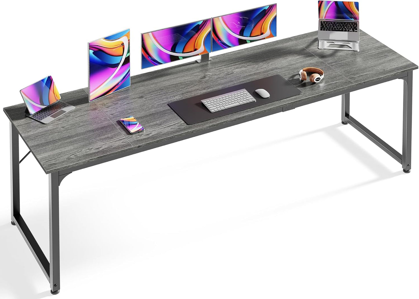 Huuger Computer Desk, 63 Inch Office Desk, Gaming Desk Writing Desk, Work Desk for Home Office, Study, Modern Simple Desk, Large Legroom, Metal Frame, Rustic Brown and Black