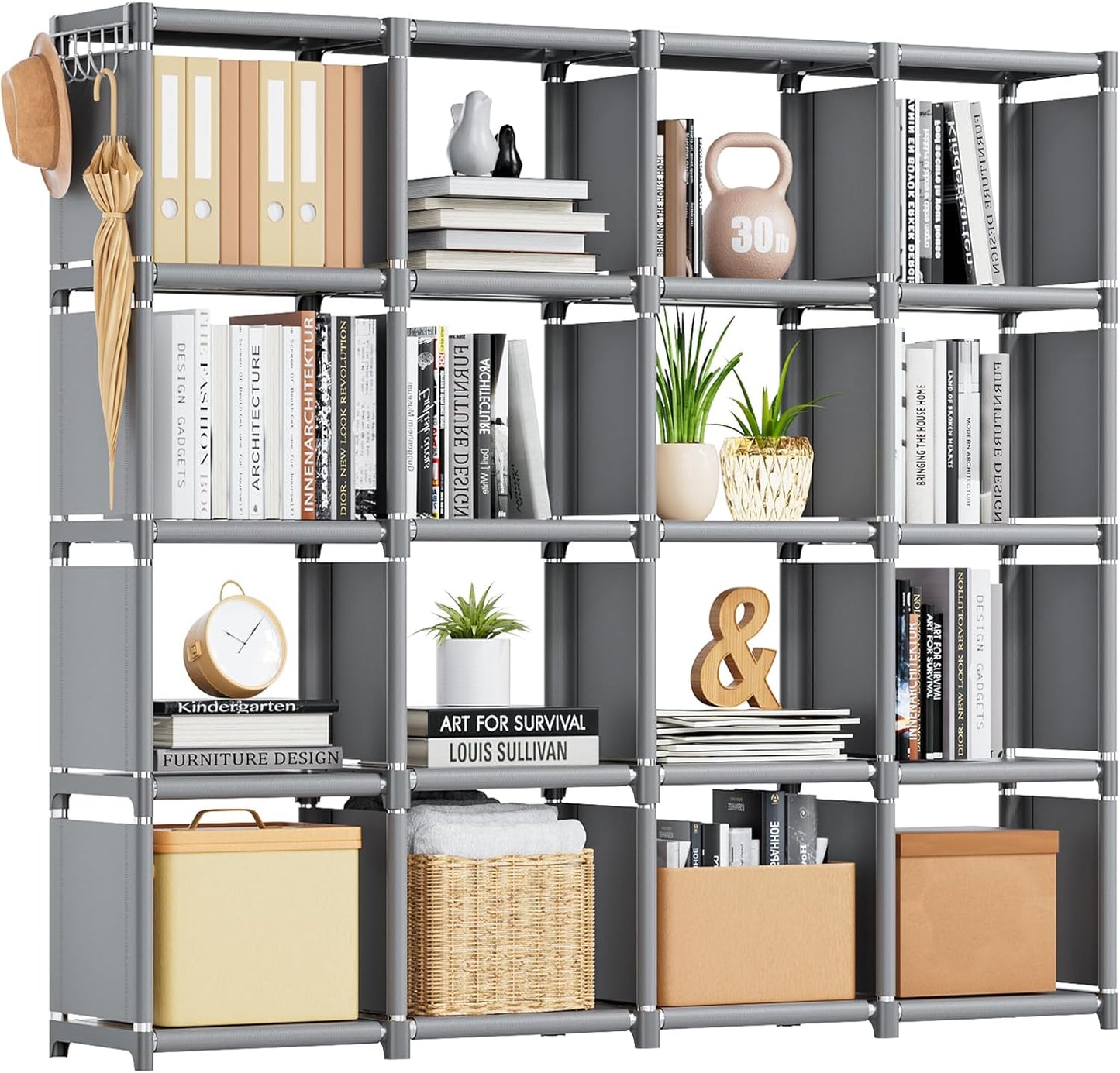 Mavivegue Bookcase, 18-Cube Extra Large Book Shelf, DIY Cube Storage Organizer for Bedroom, Living Room, Home Office - Black