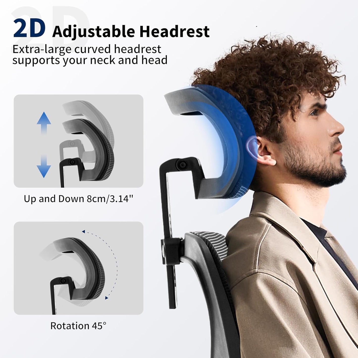 Office Chair,Ergonomic Desk Chair with Adjustable Lumbar Support,400 Lbs Mesh Computer Chair High Back with Headrest for Home Office (Black)