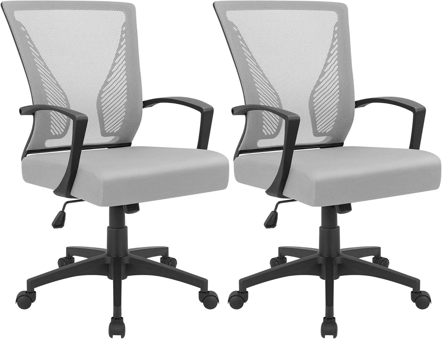 Furmax Office Chair Ergonomic Computer Desk Mesh Chair Mid Back Swivel Lumbar Support with Armrest (1, Black)