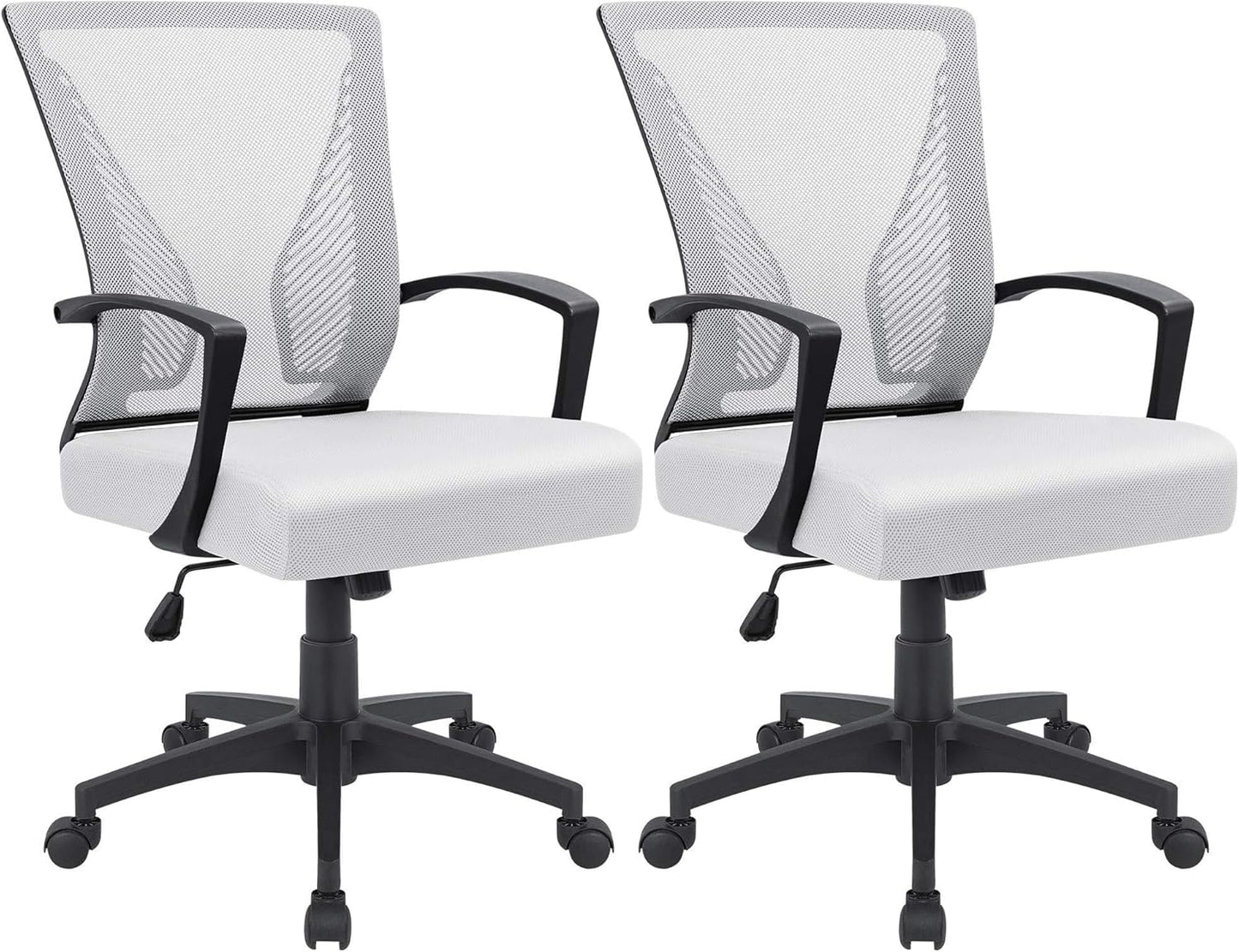Furmax Office Chair Ergonomic Computer Desk Mesh Chair Mid Back Swivel Lumbar Support with Armrest (1, Black)