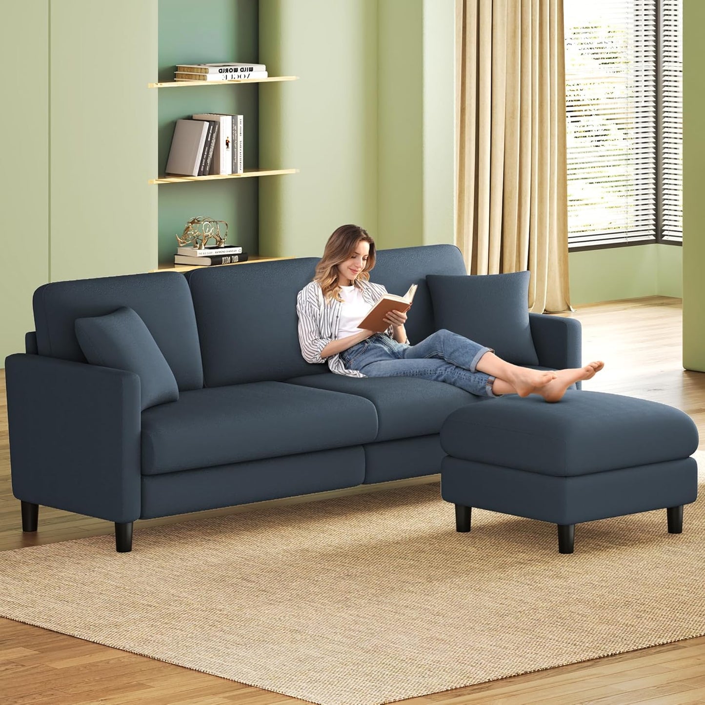83" Sofas for Living Room, Comfy Love Seat Couches, Teddy Fleece Loveseat Sofa, Tool-Free Setup Couches for Living Room, All-Wood Sofa Couch, Small Couch 2 Pillow Included, Beige