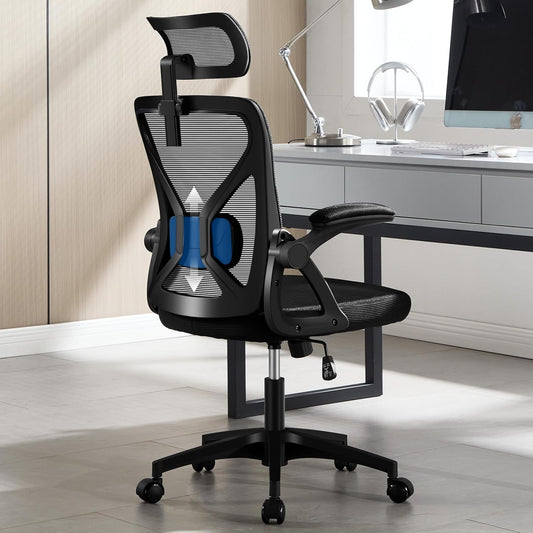 Office Chair,Ergonomic Desk Chair with Adjustable Lumbar Support,400 Lbs Mesh Computer Chair High Back with Headrest for Home Office (Black)