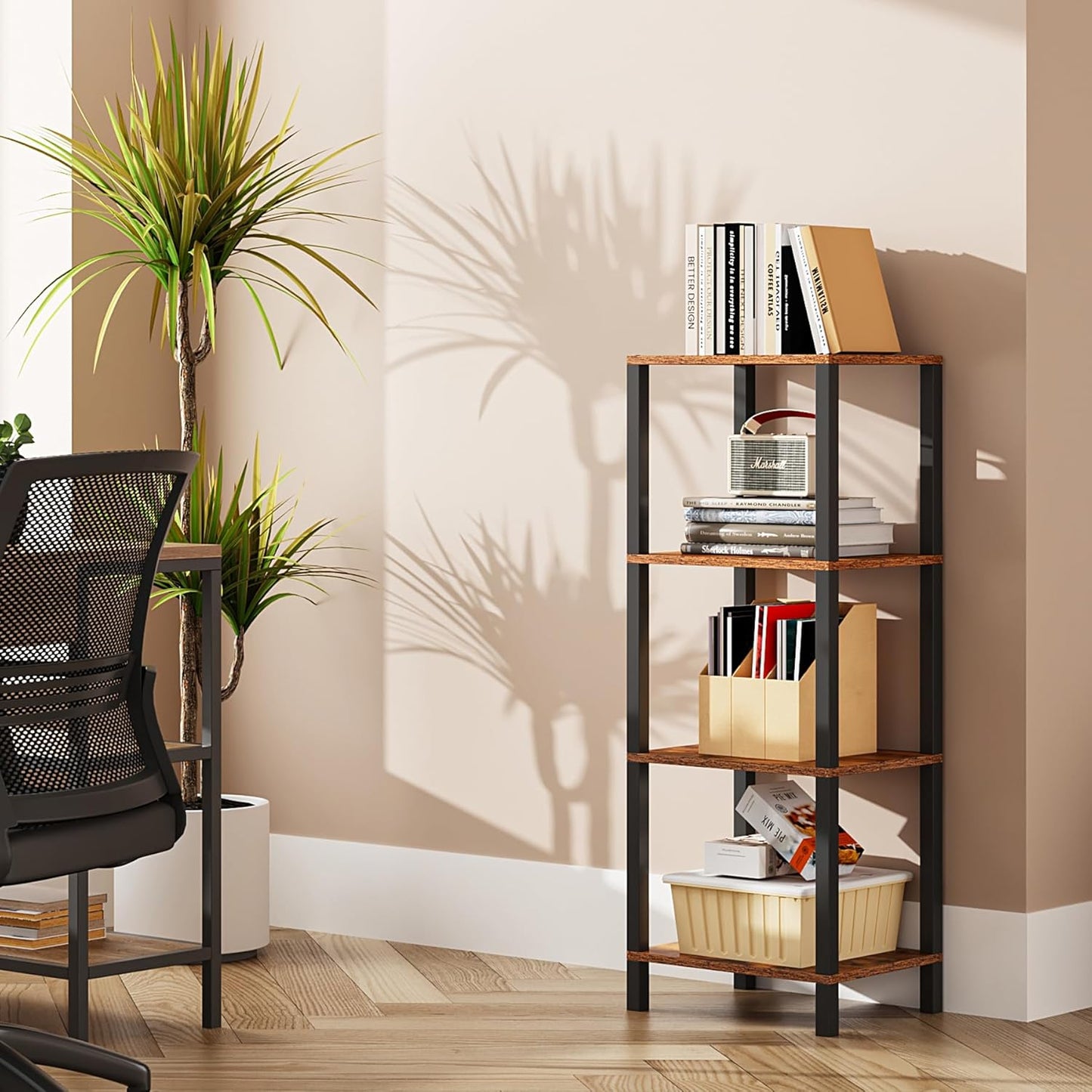 TUTOTAK Bookshelf, 6-Tier Tall Book Shelf, Narrow Bookcase for Small Space, DIY Stackable Bookshelf, for Living Room, Office, Study, Entryway, Industrial, White BS01BW006