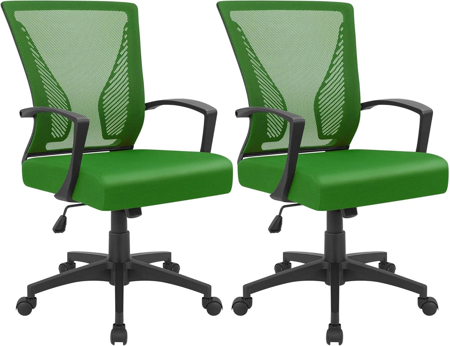Furmax Office Chair Ergonomic Computer Desk Mesh Chair Mid Back Swivel Lumbar Support with Armrest (1, Black)