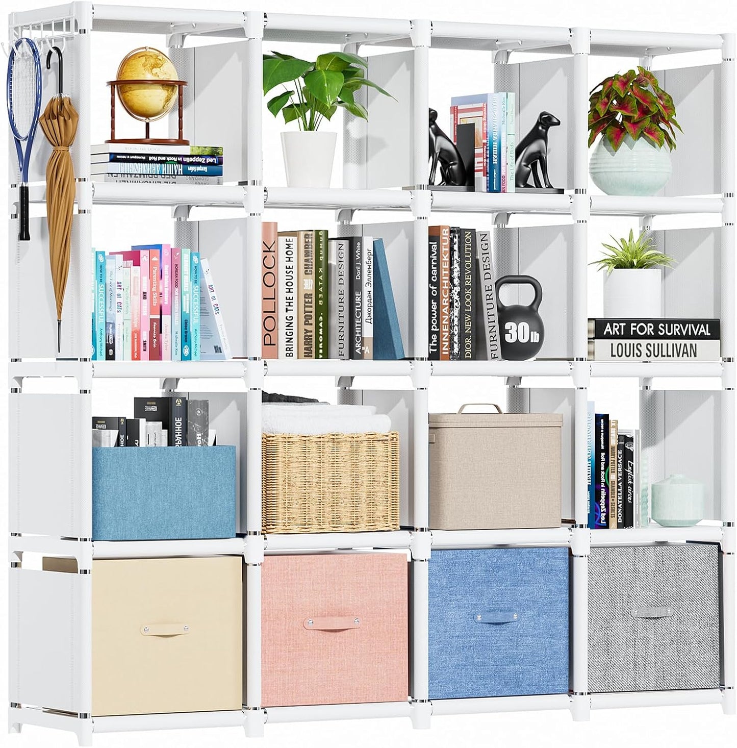 Mavivegue Bookcase, 18-Cube Extra Large Book Shelf, DIY Cube Storage Organizer for Bedroom, Living Room, Home Office - Black