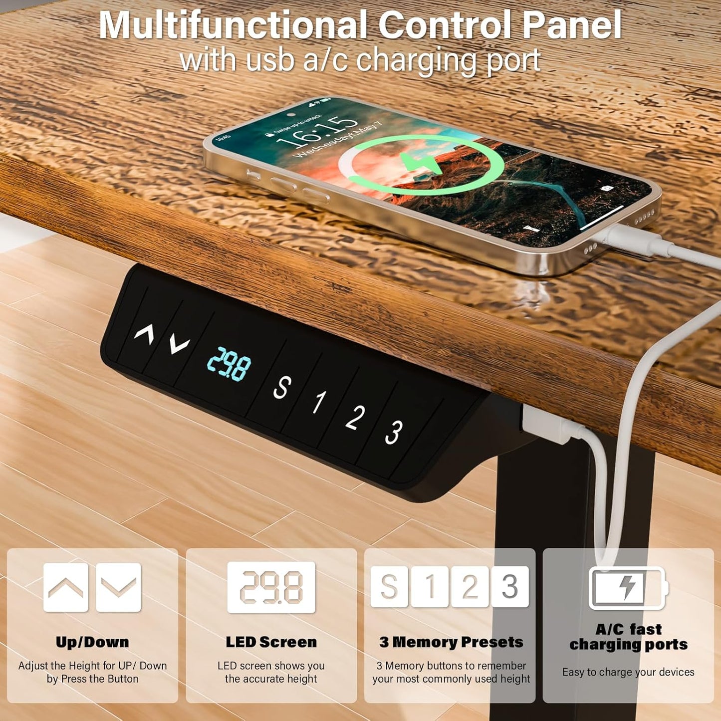 Upgrade Version 63 * 55 inch L Shaped Electric Adjustable Height Standing Desk, Corner Stand Up Desk, Sit Stand Computer L Table for Gaming Office